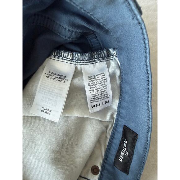 Lucky Brand Pants Mens 33x32 Blue Chinos 121 Slim Straight Golf Church Work Pant - Picture 3 of 11